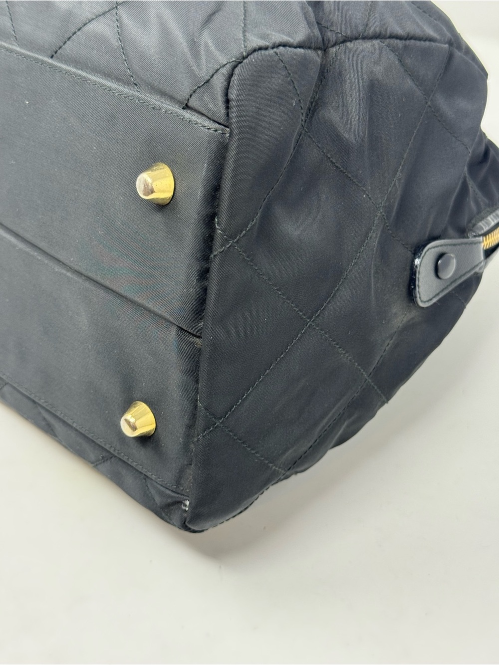 💯Authentic PRADA Black Nylon Triangle Golden Chain Shopper Bag - Picture 8 of 10
